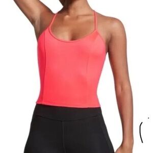 Victoria's Secret neon coral blaze ON point sport Fitted Bustier Tank Top gym